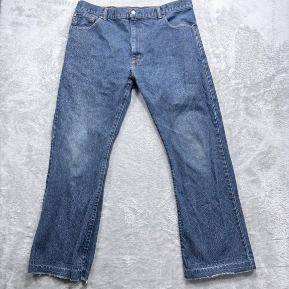 Levi's Other - Levi's 517 Bootcut Jeans Mens 40x30 Blue‎ Medium Wash Raw Hem Denim Fits 38x30